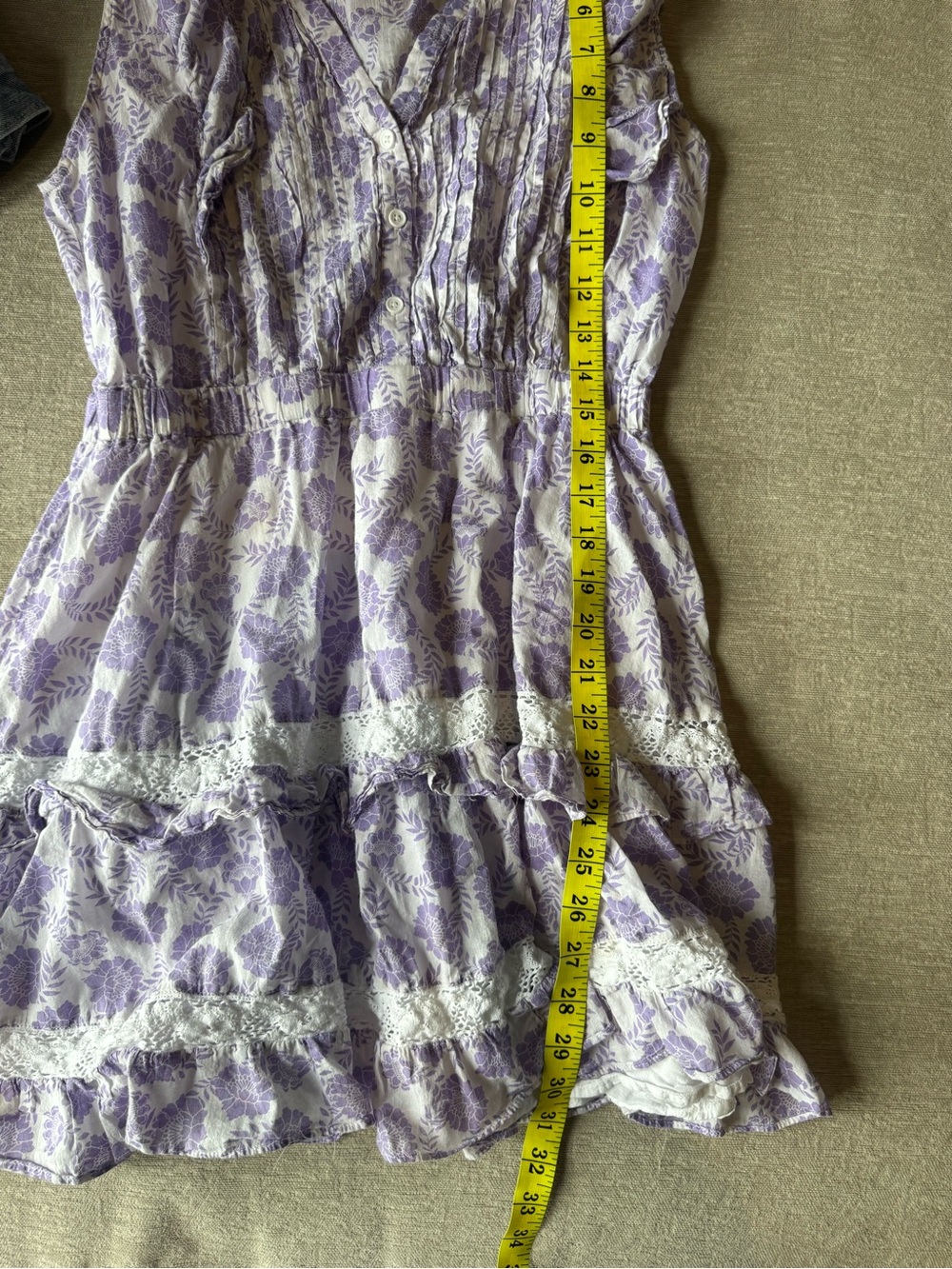 BB Dakota Steve Madden Purple Floral Ruffle Mini Dress Size L - Picture 9 of 9